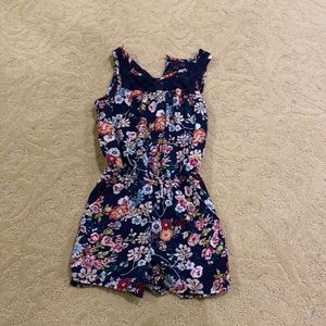 NAVY FLORAL KIDS ROMPER